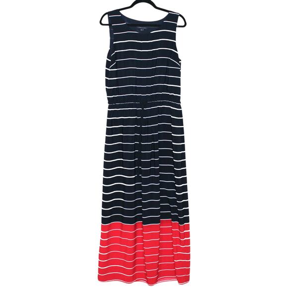 Tommy Hilfiger Blue/Red Sleeveless Long Dress Large - Picture 1 of 7